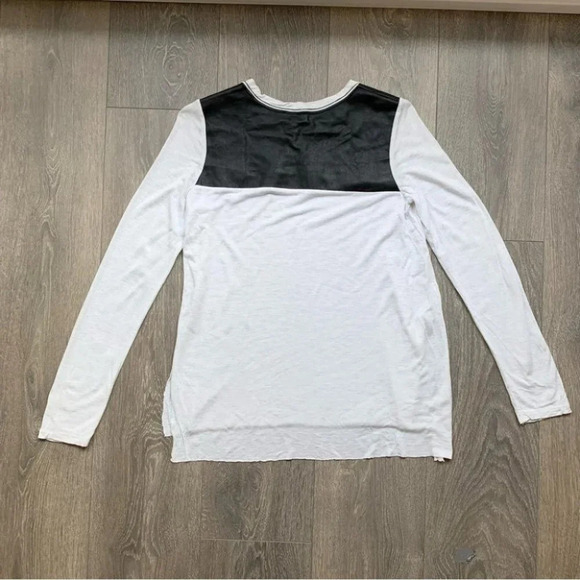 Aritzia Wilfred Free Simone Top Faux Leather Side Slit white Black Size XXS - Picture 11 of 13